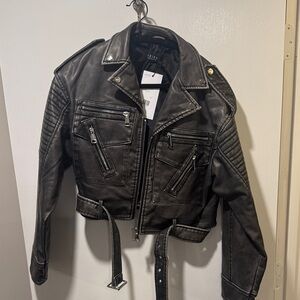 AKIRA Black Leather Biker Jacket